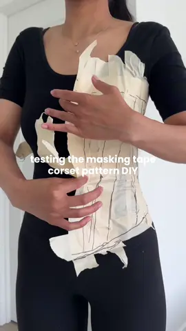10/10 recommend using masking tape for your corset pattern #sewingtiktok #sewingdiy #sewwithme #diyfashion #sewingproject 
