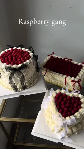 Raspberry glam in every shape. I’m tied between my favorite being the round and the sheet cake. But I think the round cake wins for me with the black lace bows. #bakersoftiktoks #italiancake #caketok #cake #cakevideo 
