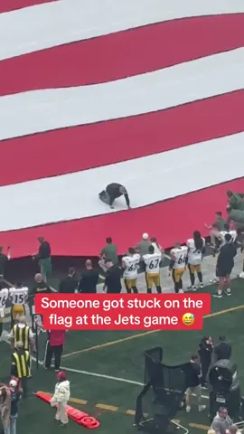 HOW did bro end up on the flag?! 🤯😂 (via MikeGarafolo/X) #nfl #nflfootball #football #steelers #jets 