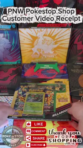 @Huge_Rat A huge thank you for your purchase and your continued support! 🌟  Don’t forget, our direct website is available 24/7 for singles, slabs, sealed items, and accessories. If you need that link reach out. It has cheaper prices, no tax and far more inventory. Attached is your video receipt of your goodies. So you can relax and know it's on the way! Thanks again! 🙏🏻  Best,   Chris and the PNW Pokestop Shop #pokemonpulls #pokemoncards #pokemontiktok #pokemontiktok #tiktokshoprestock 