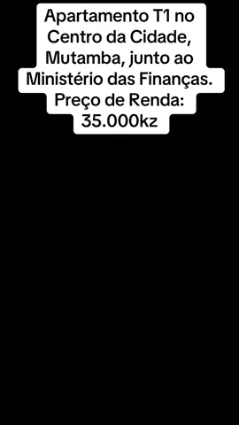 ARRENDA-SE Apartamento T1 Mobilado no Centro da Cidade  Ponto de referência: Mutamba ao pé do Ministério das Finanças  Água e Energia da Rede 24h Preço: Diária: 35.000 KZ  Proposta Aberta para Pagamento Mensal Call: 938 991 106 #Arrendar #Arrendamento #Diaria #Cidade