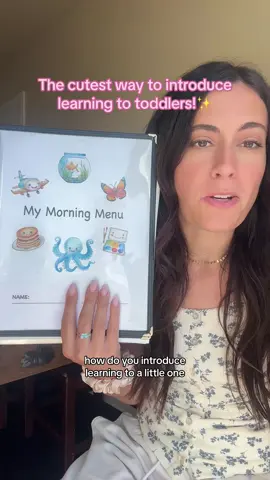 Such a cute and fun way to introduce learning to a toddler! They will absolutely love this personalized morning menu and alphabet book! ✨Grab yours now linked in this video or my tiktok shop! Make sure to leave the custom info in the notes section of your order!✨ #toddlerlearning  #toddleractivities #preschool #backtoschool #preschoolactivities #earlylearning #morningmenu #homeschoolmom
