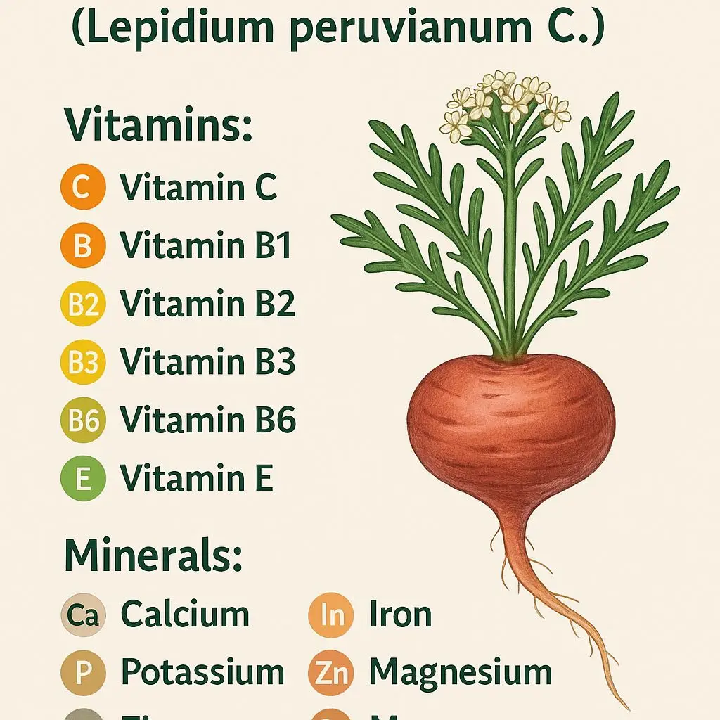🌱 Red Maca Root Powder (Lepidium peruvianum C.) 1. Fiitamiinada iyo Macdanaha ku jira: Maca Root (gaar ahaan Red Maca) waxaa ku jira nafaqooyin badan oo muhiim u ah jirka: Vitamin C – xoojiya difaaca jirka, caawiya nuugista birta. Vitamin B1 (Thiamine), B2 (Riboflavin), B3 (Niacin), iyo B6 – taageera tamarta jirka, shaqada maskaxda, iyo dheef-shiidka. Vitamin E – antioxidant ilaalinaya unugyada jirka. Macdanaha muhiimka ah: Calcium – lafaha iyo ilkaha adkeysi. Iron – dhiigga iyo tamarta. Potassium – nidaamka murqaha iyo dhiig wareegga. Zinc – hormoonada iyo awoodda taranka. Magnesium – yareeya daalka iyo murqaha oo dabciya. Copper & Manganese – muhiim u ah difaaca jirka iyo hababka enzym-ka. Qalinkii Shaakir@221