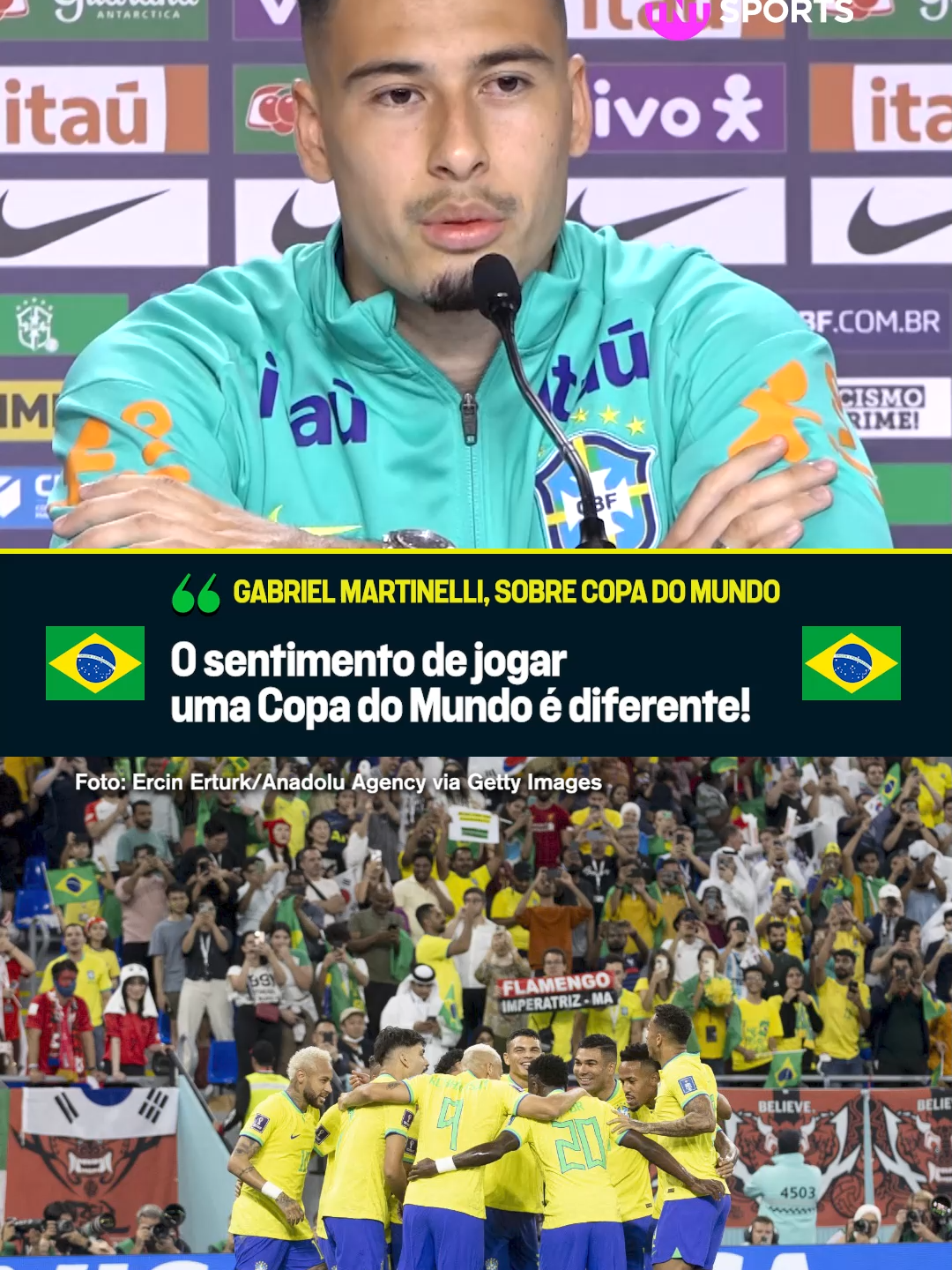 RUMO AO HEXA, MARTINELLI! 🏆🏆🏆🏆🏆🏆 O meia da Seleção Brasileira falou sobre a emoção de jogar uma Copa do Mundo. A GENTE QUER MUITO MAIS! ESTAMOS COM VOCÊS! 🇧🇷 #SeleçãoBrasileira #FutebolBrasileiro