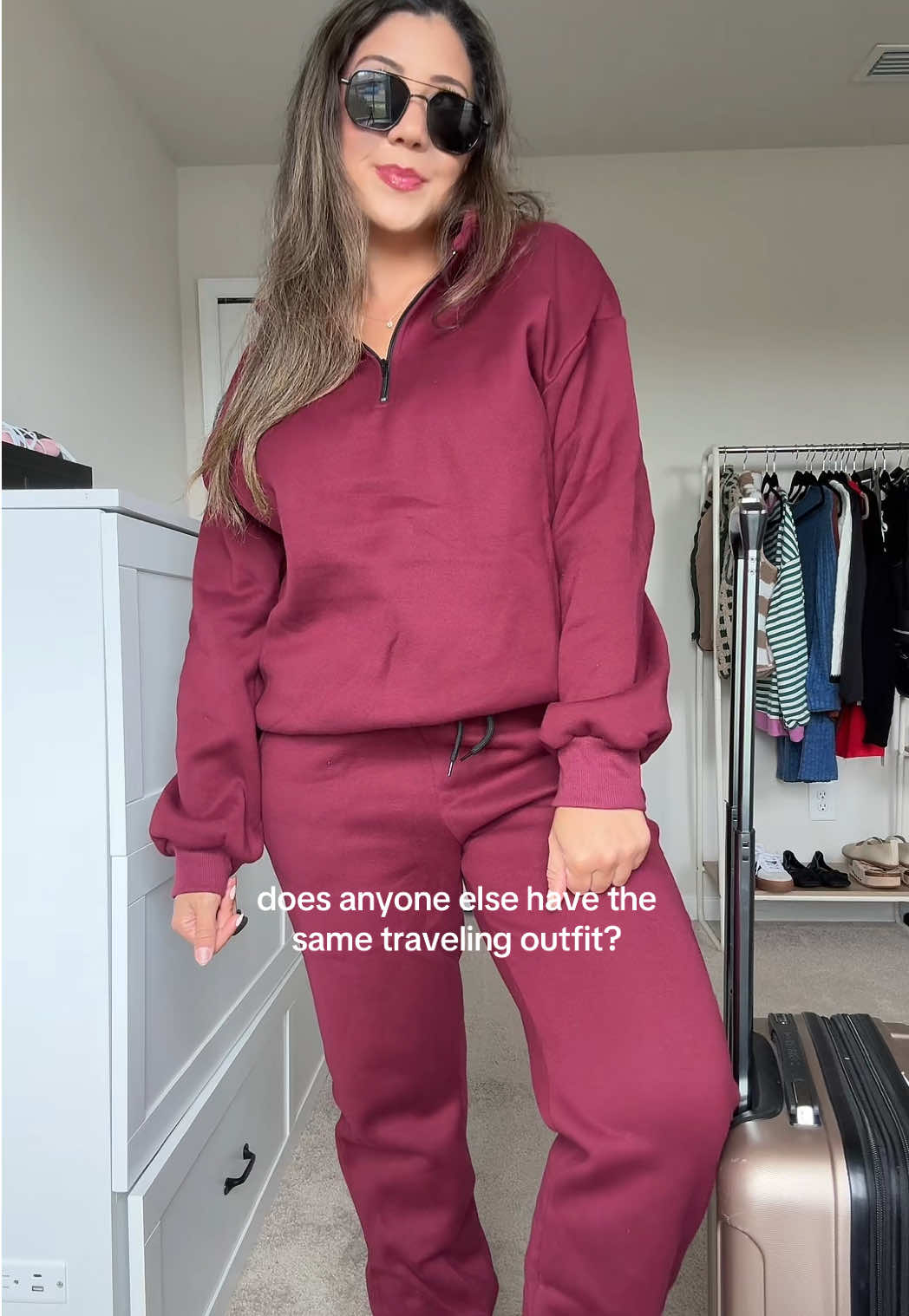 Matching jogger set are the airport traveling uniform. Sorry I don’t make the rules 🤷🏻‍♀️ #joggerset #pullover #sweatshirtset #sweatsuitset #traveloutfit 