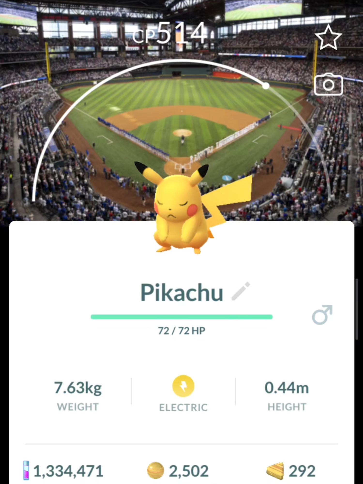 Pikachu con fondo del estadio Texas Rangers #mcfly #pokemongo #pikachu #background #texas #Rangers #MLB