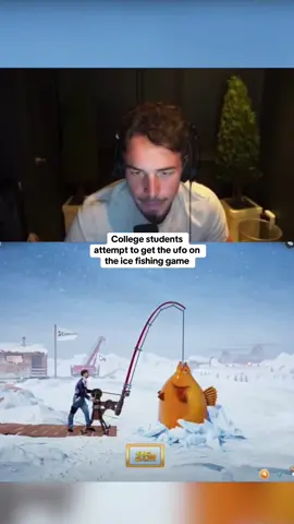 College students attempt to get the ufo on the ice fishing game #kickstreaming 