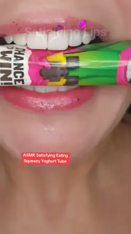 ASMR Satisfying Eating Squeezy Yoghurt Tube #asmr #asmrsounds #satisfyinglips 