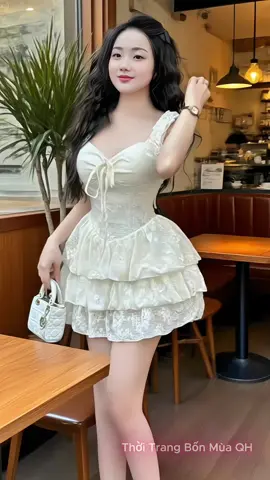 Váy Ren Hoa Chun Vai Bèo Chân xếp ly xoè#shopsansalehq #xuhuong #vayxinh #setvaytieuthu #hottrend 