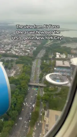 The view from #AirForceOne as we flew over the #USOpen in New York City! 🎾✈️ 