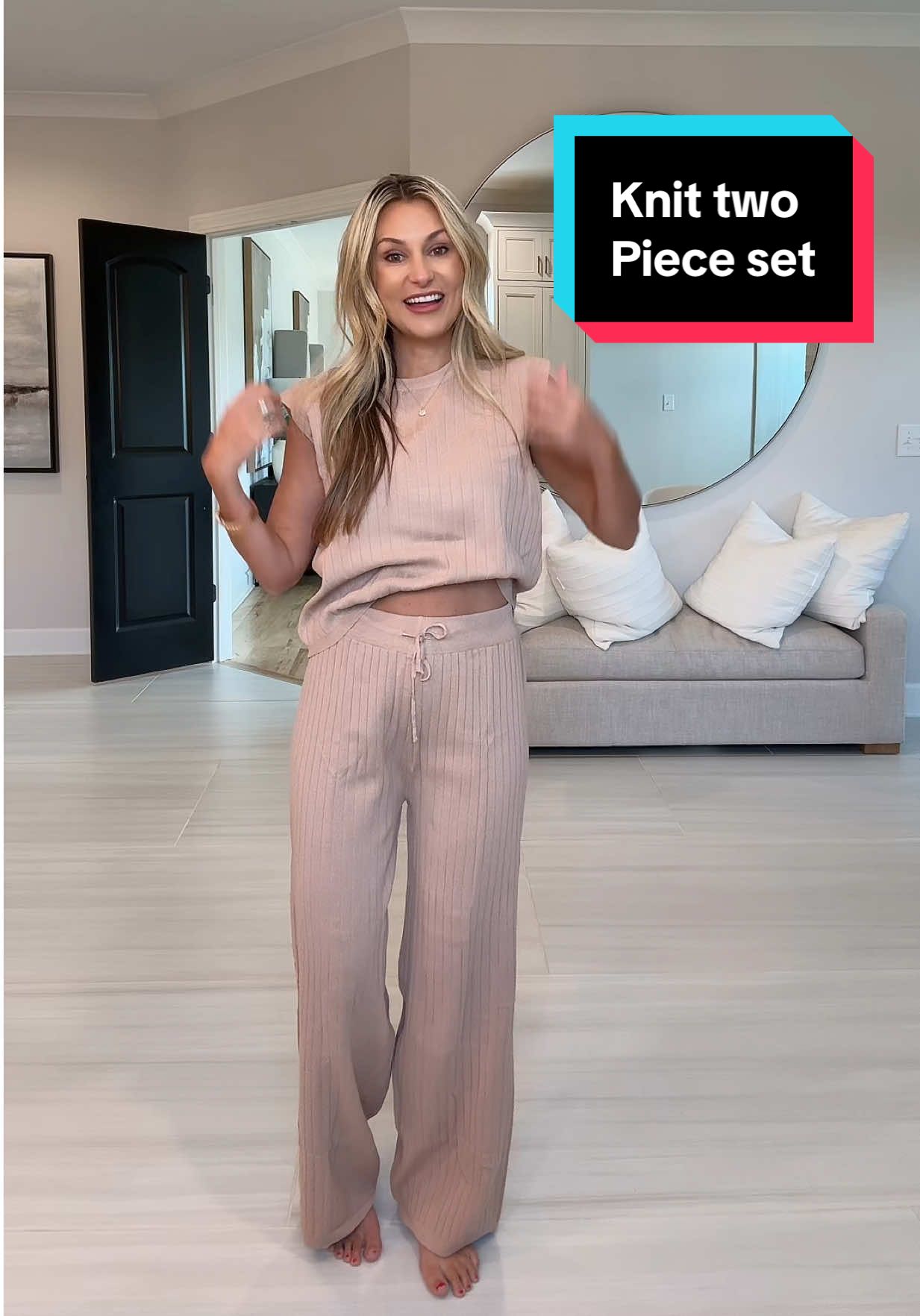 This 2-piece ribbed set is giving major cozy-but-put-together vibes 🤍 Wide-leg pants + sleeveless knit = your new go-to outfit. #OOTD #TikTokShopFinds #FallStyle #twopiecesets 