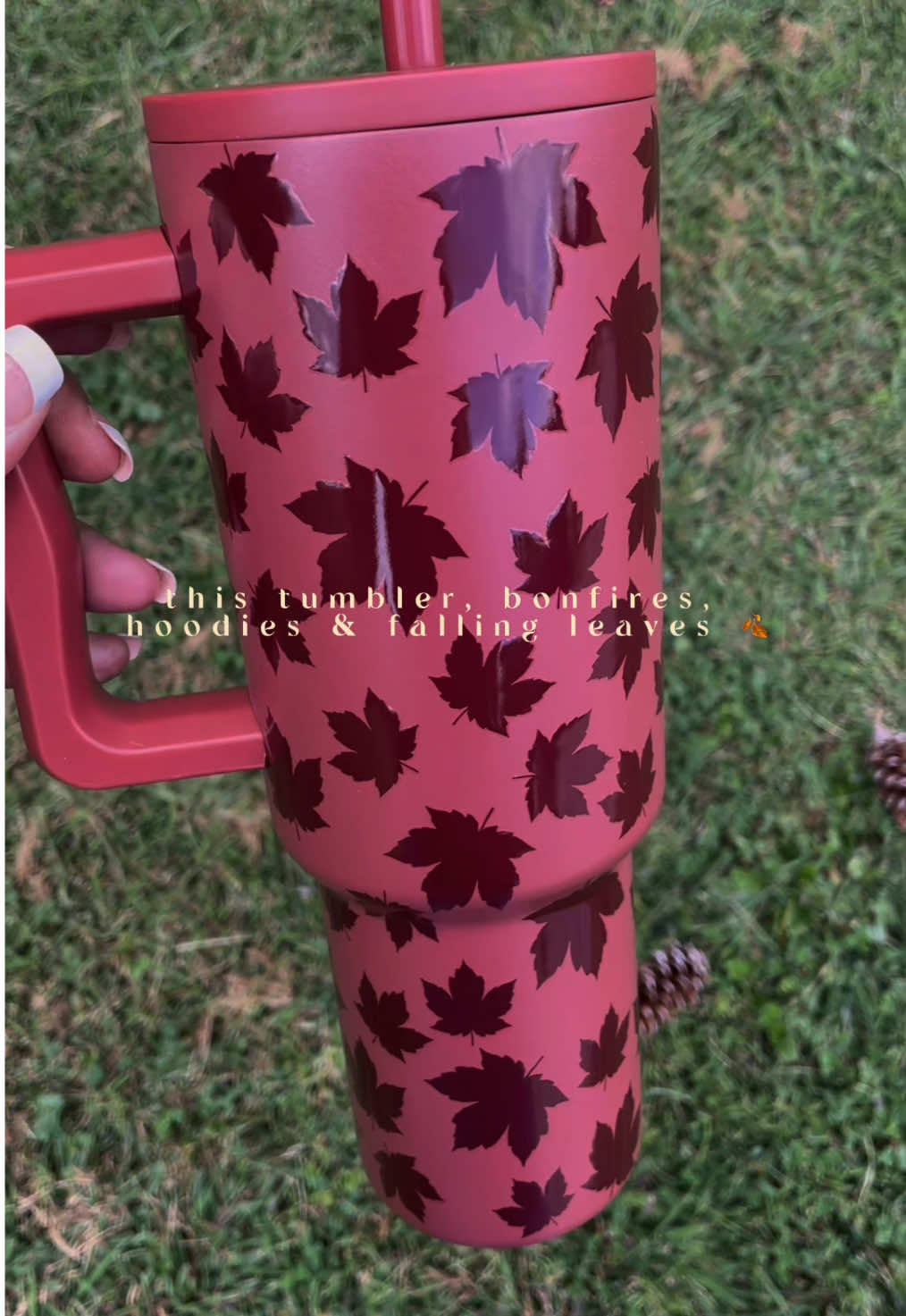 this falling leaves stainless steel tumbler is the perfect fall outfit accessory 🍂 bonfires, falling leaves, cooler weather, fall festivals, pumpkin patches, hoodies and your favorite beverage in the prettiest tumbler—fall season ready ✨ #tumbler #fallcollection #falldecor #fallfashion #fallhomedecor 