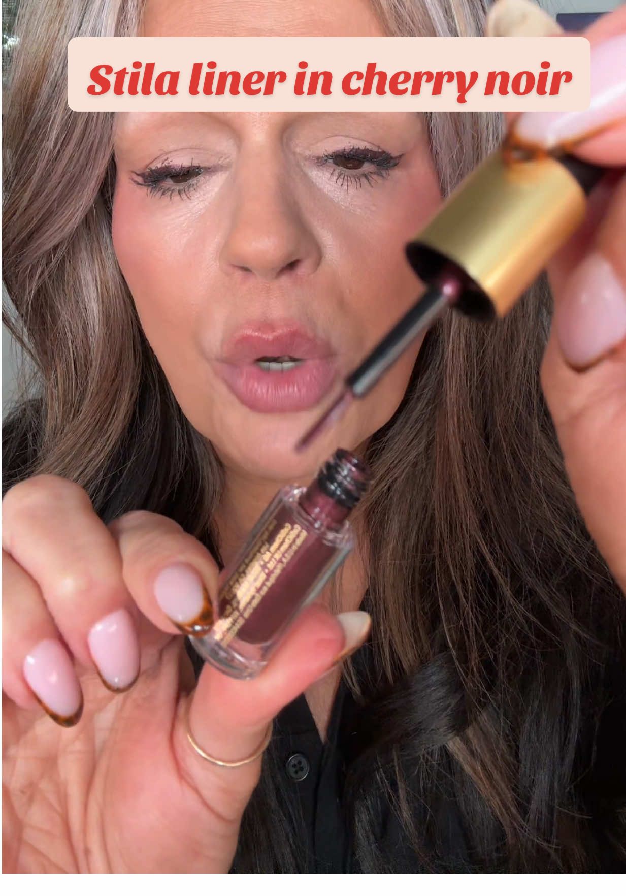 Stila liquid liner in cherry noir could’ve been great. The brush makes it a fail!  #liquideyeliner #stila 