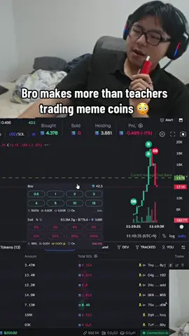 Bro makes more than teachers trading meme coins 😳 #memecoins #solana #trading 