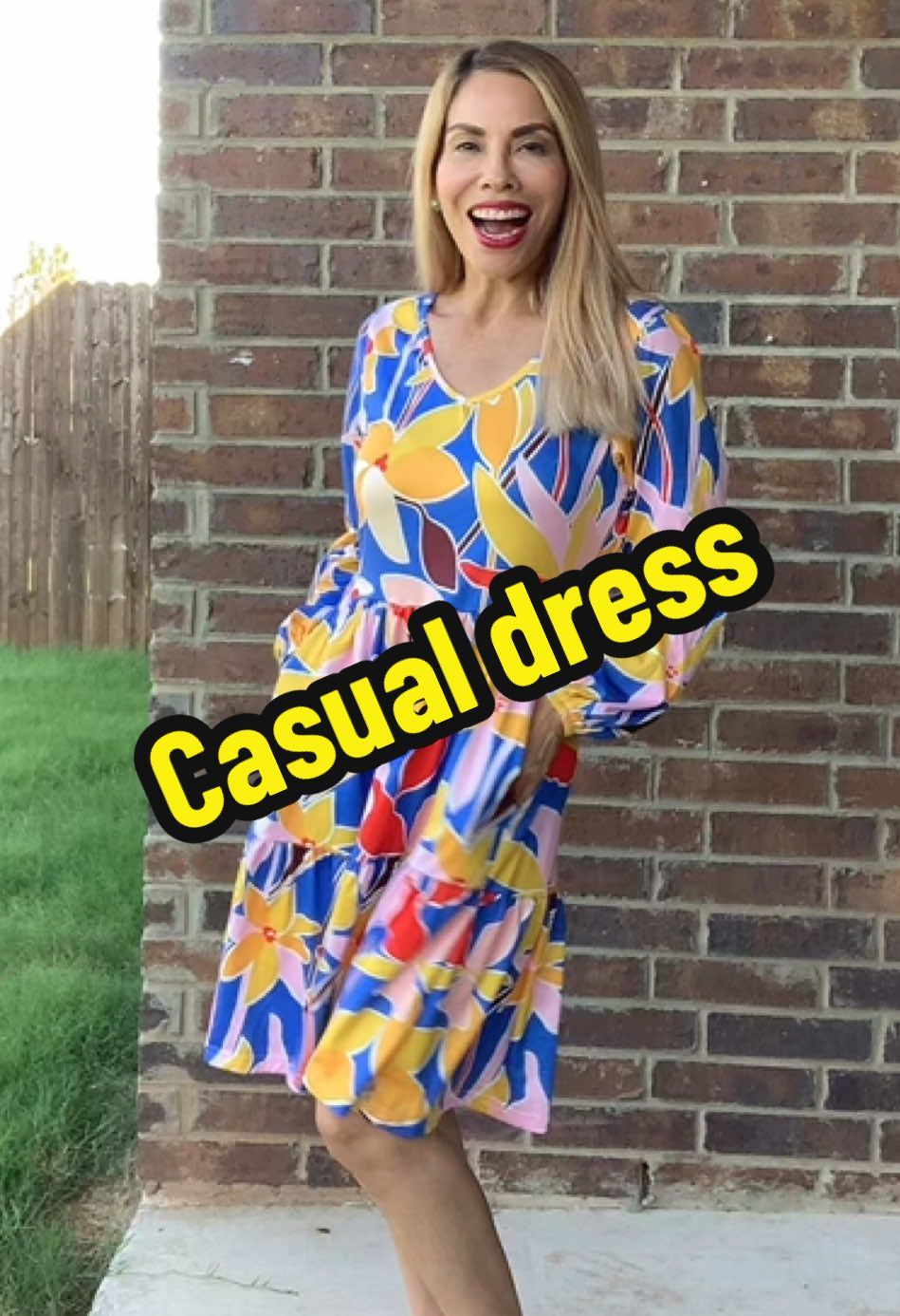 Casual dress #casualdress #dresses #longsleevedress #vneckdress #dresswithpockets @Hotouch Shop 