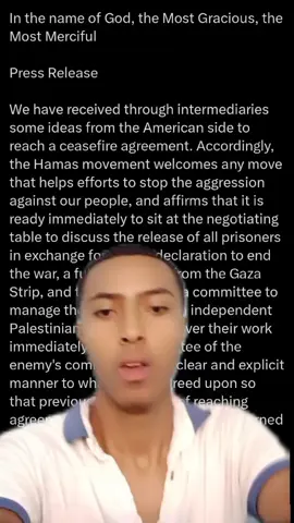Hamas released a statement about Trump's plan: In the name of God, the Most Gracious, the Most Merciful Press Release We have received through intermediaries some ideas from the American side to reach a ceasefire agreement. Accordingly, the Hamas movement welcomes any move that helps efforts to stop the aggression against our people, and affirms that it is ready immediately to sit at the negotiating table to discuss the release of all prisoners in exchange for a clear declaration to end the war, a full withdrawal from the Gaza Strip, and the formation of a committee to manage the Gaza Strip from independent Palestinians who will take over their work immediately, with a guarantee of the enemy's commitment in a clear and explicit manner to what will be agreed upon so that previous experiences of reaching agreements that are rejected or overturned do not repeat. The last of these was the agreement presented by the intermediaries to the movement based on an American proposal, which the movement approved in Cairo on 18/8/2025, and the occupation has not responded to it until now, but rather continued its massacres and ethnic cleansing. Accordingly, the movement is in continuous contact with the intermediaries to develop these ideas into a comprehensive agreement that meets the requirements of our people. Islamic Resistance Movement - Hamas Sunday: 15 Rabi' al-Awwal 1447 AH Corresponding to: 07 September 2025.#news#trump#israel 