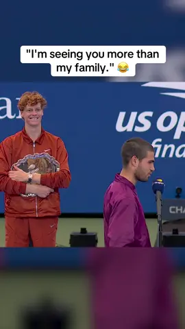 Carlos Alcaraz to Jannik Sinner after they faced off in yet another major final 😭 #carlosalcaraz #sinner #tennis #USOpen 