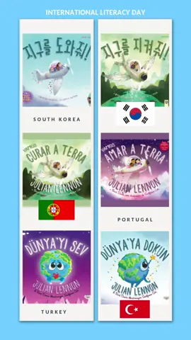 September 8th marks International Literacy Day—Did you know that my Touch the Earth Trilogy has been translated from English into 3 additional languages for kids to enjoy across the world?  Explore them all (& shop the links to international bookstores if you'd like a copy): https://julianlennon.com/childrens-books-international/ 🌍🙏😘