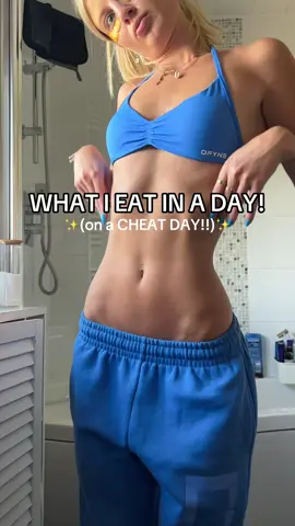 What I eat in a day!!! @DFYNE gym set 🩵✨💪🏼 using @counterai to track macros the link is in my bio to download and do the same 🫶🏼 Hehe more of a 60/40 day not 80/20 lol but some days do look different !!! It’s not always about the day to day but the overalllll picture of my week is what actually makes up my 80/20… for example the next day I could eat 90/20 & eat 100% healthy, then have a day like this, that’s what makes it 80/20 hehe💗 ps. I also don’t have days like this often at all so balance !! 