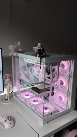 my new pc 🪽 i’m in love with these fans!! still waiting for more parts to arrive <3 #pcgamer #techtok #setupgaming #pcbuild #pinksetup 