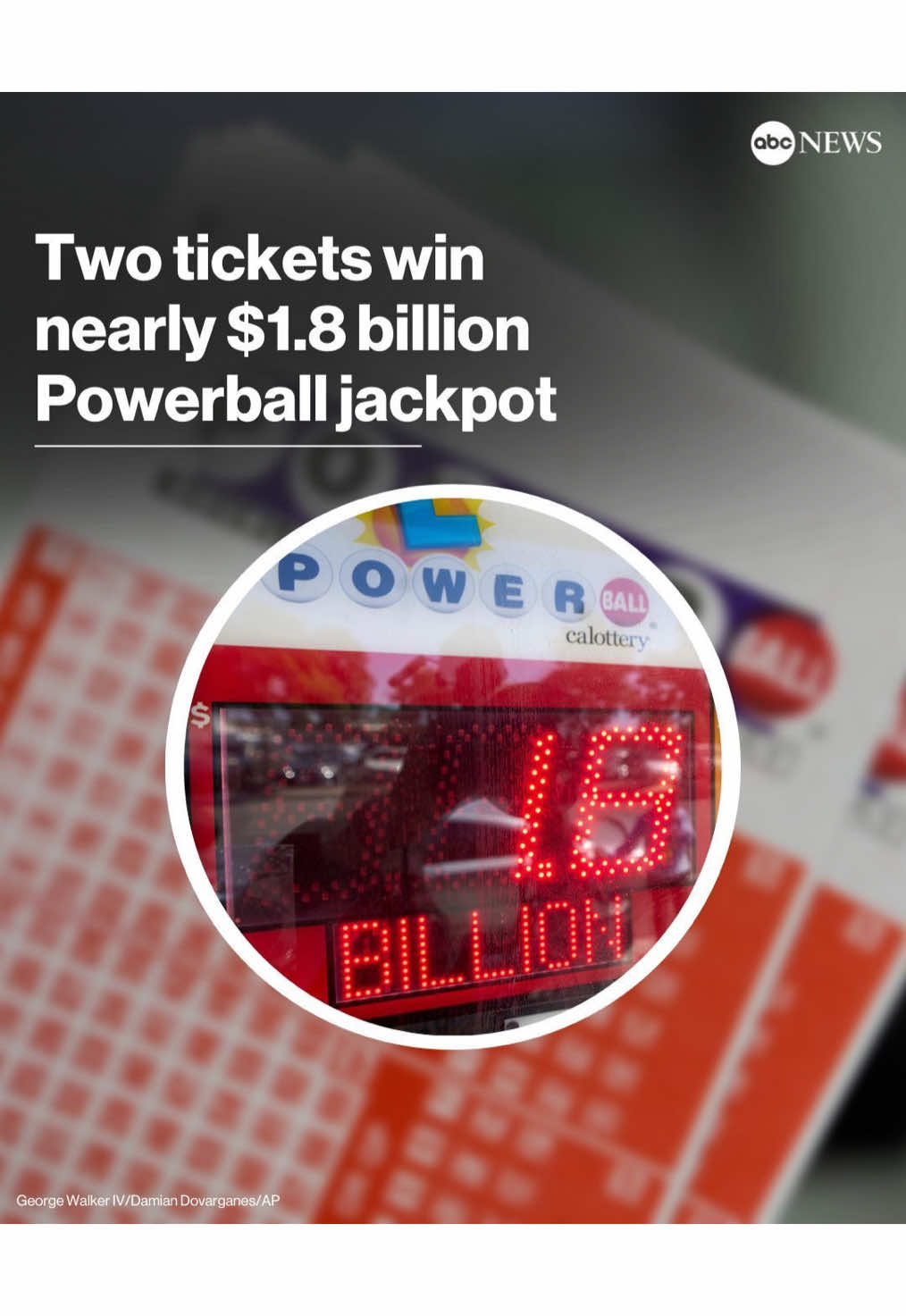 Players in Missouri and Texas won the nearly $1.8 billion Powerball jackpot Saturday night, the second largest prize in U.S. lottery history, after more than three months without a big winner. Linsey Davis reports.