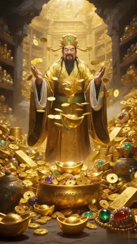 The God of Wealth brings gold, and prosperity surrounds you. #财神爷 #blessed #财神 #money #财富 #道教文化 #道教信仰 #golden #道教 #wealth #taoism #coin #fortune 