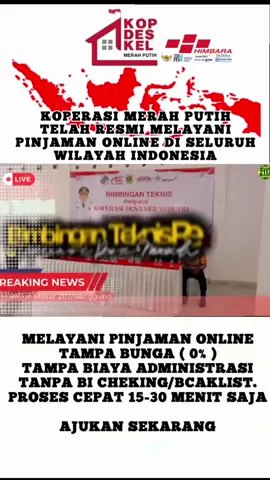 Koperasi Desa/Kelurahan Merah Putih sudah bisa mengajukan proposal bisnis untuk mendapatkan pinjaman usaha ke 4 Bank Anggota Himpunan Bank Negara (HIMBARA) yaitu Bank Mandiri, BNI, BRI dan BSI  #pinjamanonline #kdmp #amanah #terpercaya #himbara 