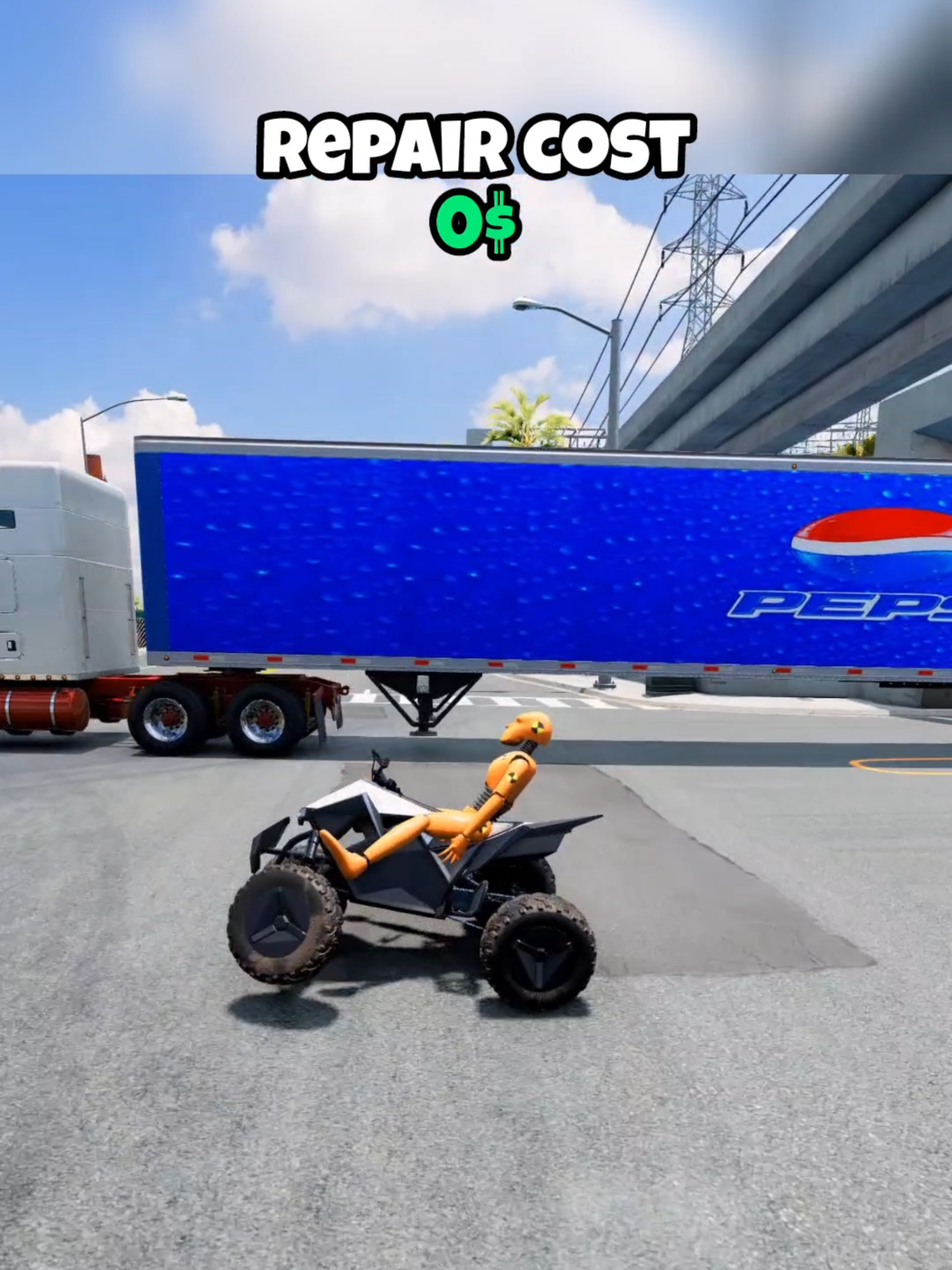 Which car overtakes the truck and what is the repair cost? #beamng #beamngdrive #beamngcrash #game #gaming #car #cars #simulation #longervideos #tesla