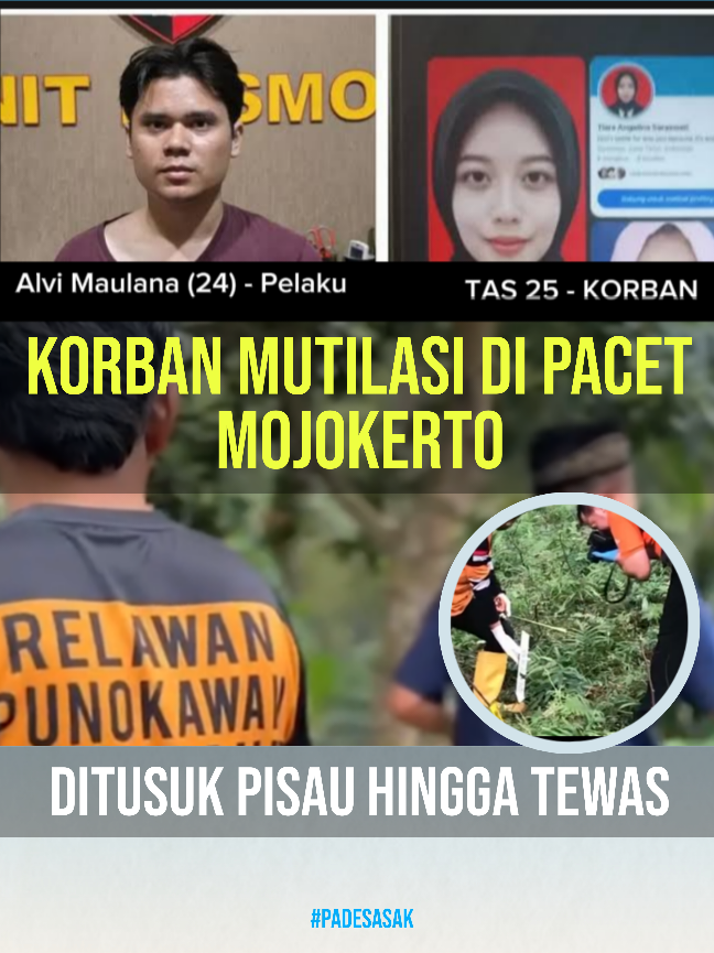 Gadis asal Lamongan berinisial TAS (25) tewas di tangan pacarnya, Alvi Maulana (24). Sebelum dimutilasi dan dibuang di Pacet, Mojokerto, leher korban ditusuk dengan pisau dapur oleh pelaku hingga tewas. Kasat Reskrim Polres Mojokerto AKP Fauzy Pratama menjelaskan, TAS tinggal satu kos dengan pacarnya di Jalan Raya Lidah Wetan, Kelurahan Lidah Wetan, Lakarsantri, Surabaya. Sejoli ini sudah berpacaran sekitar 5 tahun. Alvi merupakan pemuda asal Dusun Aek Paing Tengah, Desa Aek Paing, Rantau Utara, Labuhanbatu, Sumut. Sedangkan TAS warga Jalan Made Kidul Nomor 22, Desa Made, Kecamatan/Kabupaten Lamongan. Keduanya sama-sama lulusan Universitas Trunojoyo Madura (UTM) di Bangkalan. TAS sarjana manajemen, sedangkan Alvi sarjana informatika. Menurut Fauzy, Alvi mengaku menghabisi nyawa TAS di kosnya pada Minggu (31/8) sekitar pukul 02.00 WIB. Lokasi tepatnya di kamar lantai 2 kos yang selama ini ia tinggali bersama korban. 