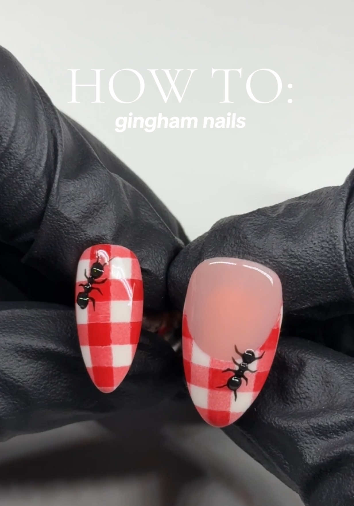 this is by far my favorite way to do gingham nails 🍎 all products needed are listed in my tiktok showcase! #ginghamnails #nailtutorial #airbrushnails #nailarttutorial #creatorsearchinsights 