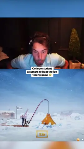 College student attempts to beat the ice fishing game 😭 #kickstreaming