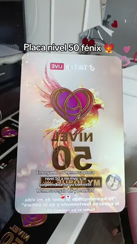 La placa nivel 50 más hermosa 🥰 del ave fénix 🐦‍🔥 la ame y sabía que esa tenía que ser nuestra placa por qué así como el ave fénix renace de las cenizas así hemos sido nosotros luchadores y valientes ❤️‍🔥❤️‍🩹 #placa #nivel50 #amigostiktok #familiatiktok #amortiktok 