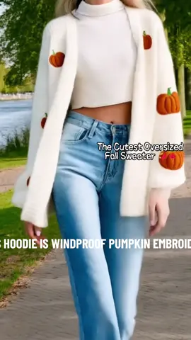 This hoodie’s windproof, traps fire warmth. Pumpkin embroidery + fall woods = Hogwarts pics.🎃✨ #pumpkincardigan #pumpkinsweater #sweaterweather #sweater #tiktokmademebuyit #spotlightfinds #spotlight #tiktokshopfinds #fyp 