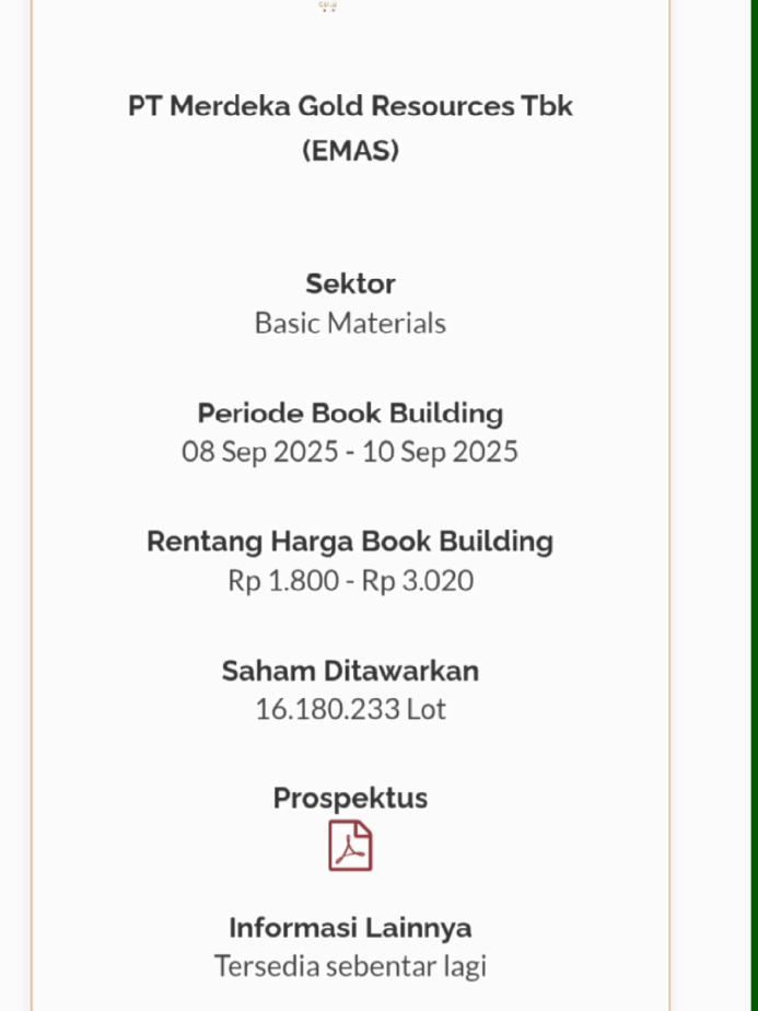 Akhirnya IPO  yg ditunggu muncul kodenya bukan PAMA tapi EMAS😂 sumber : web e-ipo #jjcapcutviral #investor #sahampemula #saham #masukberandafyp 