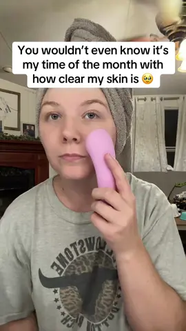 I have struggled with acne my entire life. This is the first time my face has ever been clear during my period! #medicube #skincare #skincareroutine #fyp 