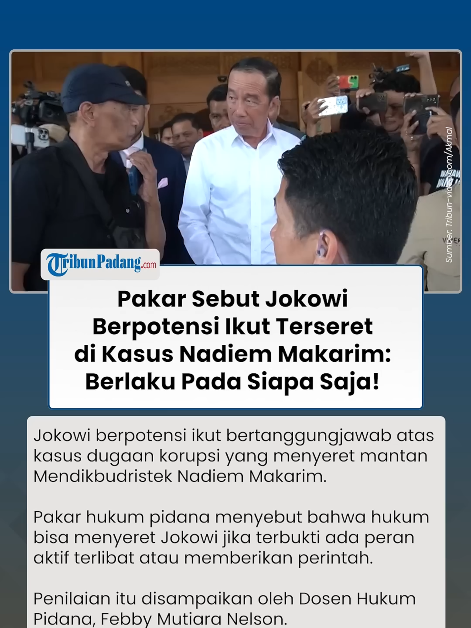 Pakar Hukum Sebut Jokowi Bisa Ikut Terseret Kasus Nadiem_ Presiden Juga Bisa Dijerat! Editor Video: Ilham Bintang Anugerah  Uploader: Erwin Joko Prasetyo #nadiem #jokowi