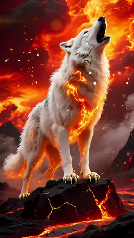 Live Wallpaper 4K White Wolf 🐺 A majestic white wolf with golden claws howls on volcanic rock, body glowing with fiery lava cracks under an apocalyptic sky — epic cinematic fantasy wallpaper in ultra HD. Perfect dynamic 4K phone background. #LiveWallpaper #livewallpaper4k #wolf #whitewolf #fantasyart #fire #epic #aiart #wallpapers #4k 