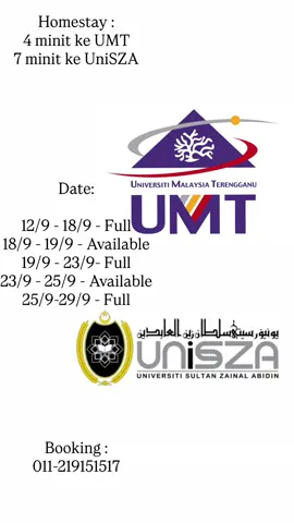 Homestay Terengganu 4 minit ke UMT & 7 minit ke UnisZA  Berdekatan Pantai/ UMT/UnisZA/Gong Badak/Drawbridge : (TERDAPAT 17 UNIT HOMESTAY DI TAMAN - Menerima rombongan guru/pelajar/sukan dan sebagainya) 4 bilik Aircond/ WIFI/ Coway/ Spacious landed house/strategic location Whatsapp:  https://anjungrindu.wasap.my Konvokesyen/Pendaftaran pelajar/kemudahan : 2 minit ke Universiti Malaysia Terengganu (UMT) 5 minit ke UniSZA 5 minit ke UniSZA hospital 7 minit balai polis gong badak 10 minit IPG Kuala Terengganu 8 minit MRSM Kuala Terengganu 15 minit litar permotoran Gong Badak 15 minit ke Stadium Terengganu 19 minit ke INSTEP Atau terus ke link Airbnb: https://abnb.me/V9Bfo5MYvvb Kemudahan yang disediakan di Anjung Rindu :  • 4 bilik tidur dilengkapi aircond di setiap bilik • 3 bilik air (1 di master BR, 2 sharing toilet conneting with every BR) • Water heater di dalam master bedroom & bilik di tingkat bawah • 2 Tuala di setiap bilik • Shower gel & shampoo • 55-inch Android TV  • High Speed UNIFI • NETFLIX • Microwave • Coway water dispenser (3 suhu) • Periuk nasi • Peti sejuk • Kelengkapan asas untuk memasak • Mesin basuh front load • Iron dan iron board • Parking untuk 2 buah kereta • Mini playground di depan rumah • Self-check in Tempat-tempat menarik berdekatan Anjung Rindu :  Tempat menarik untuk dilawati : 2 minit ke Pantai Tok Jembal  11 minit ke Pantai Teluk Ketapang  15 minit ke Drawbridge 25 minit ke Pasar Payang 25 minit ke Masjid Kristal 15 minit ke KTCC Mall/ Mayang Mall 20 minit ke Muzium Negeri Terengganu 20 minit ke Planetarium Terengganu 14 minit ke Stadium Gong Badak 5 minit ke Rumah Abang Jamil Redang Island Jetty / Jeti Pulau Redang 25 minutes (24km to Merang Jetty) 22 minutes (17km to Taman Tamadun Islam, TTI Jetty) Jalan-Jalan Cari Makan : 10 minit ke Warung Pok Nong Celup Tepung  7 minit ke Fauzi Nasi Kerabu 30 minit ke Nasi Dagang Atas Tol 25 minit ke Nasi Dagang Atas Tol Cawangan 2 (Hiliran) 29 minit ke Kak Pah Nasi Dagang 7 minit ke Dapo Pata Uptown Contena 2 minit ke Laksa Sarang Tok Jembal (Laksa Egg Nest) 15 minit ke Foodtruck Drawbridge Terengganu 20 minit ke Dynar Lekor - Keropok lekor BTB 27 minit ke Keropok Lekor Tokku 32 minit ke Keropok Lekor Sungai Rengas 5 minit ke MCD Gong Badak 7 minit ke KFC Gong Badak Pengangkutan : 12 minit ke Sultan Mahmud Airport 27 minit ke Bus Terminal Kuala Terengganu #homestayterengganu #tempatmenarikterengganu #jjcmterengganu #beautifulterengganu #visitbeatifulterengganu