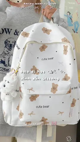 Balo đi học Nữ họa tiết gấu dễ thương HAZIN 🌧️🌿🎀🌷✨🌱🌟 #dearmylucy #balodihoc #balonu #baloulzzang #hazin 