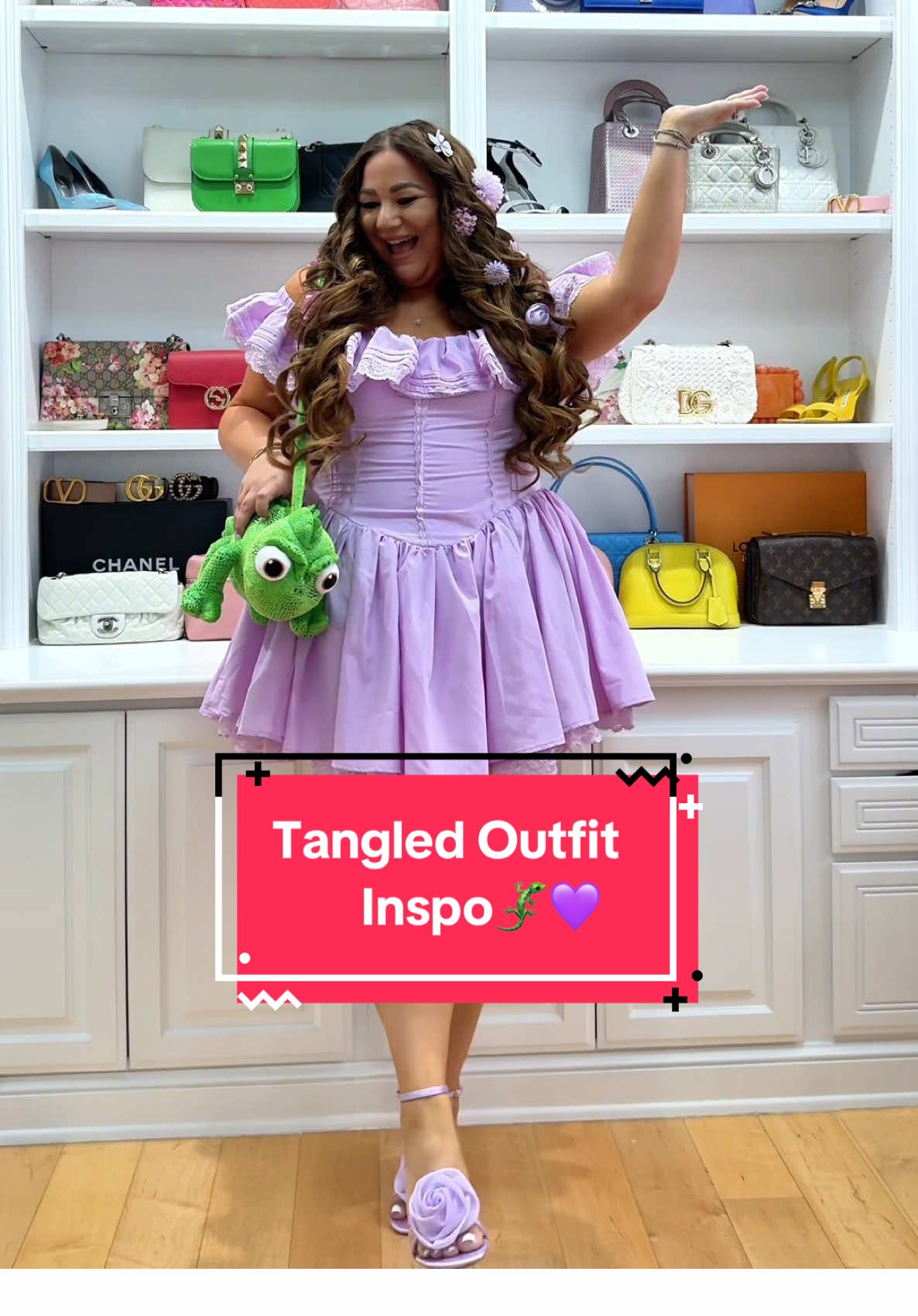 Looking to channel Rapunzel during your next #disney trip? 💜✨ Here’s a little #tangled outfit inspo! 🦎 I think pascal would approve! 🫶  ⭐️Outfit linked in my bio under ‘Shop My Posts’⭐️  @Disney Style @Disney Parks @Loungefly @Disney+  #disneystyle #disneyadult #disneyprincess 