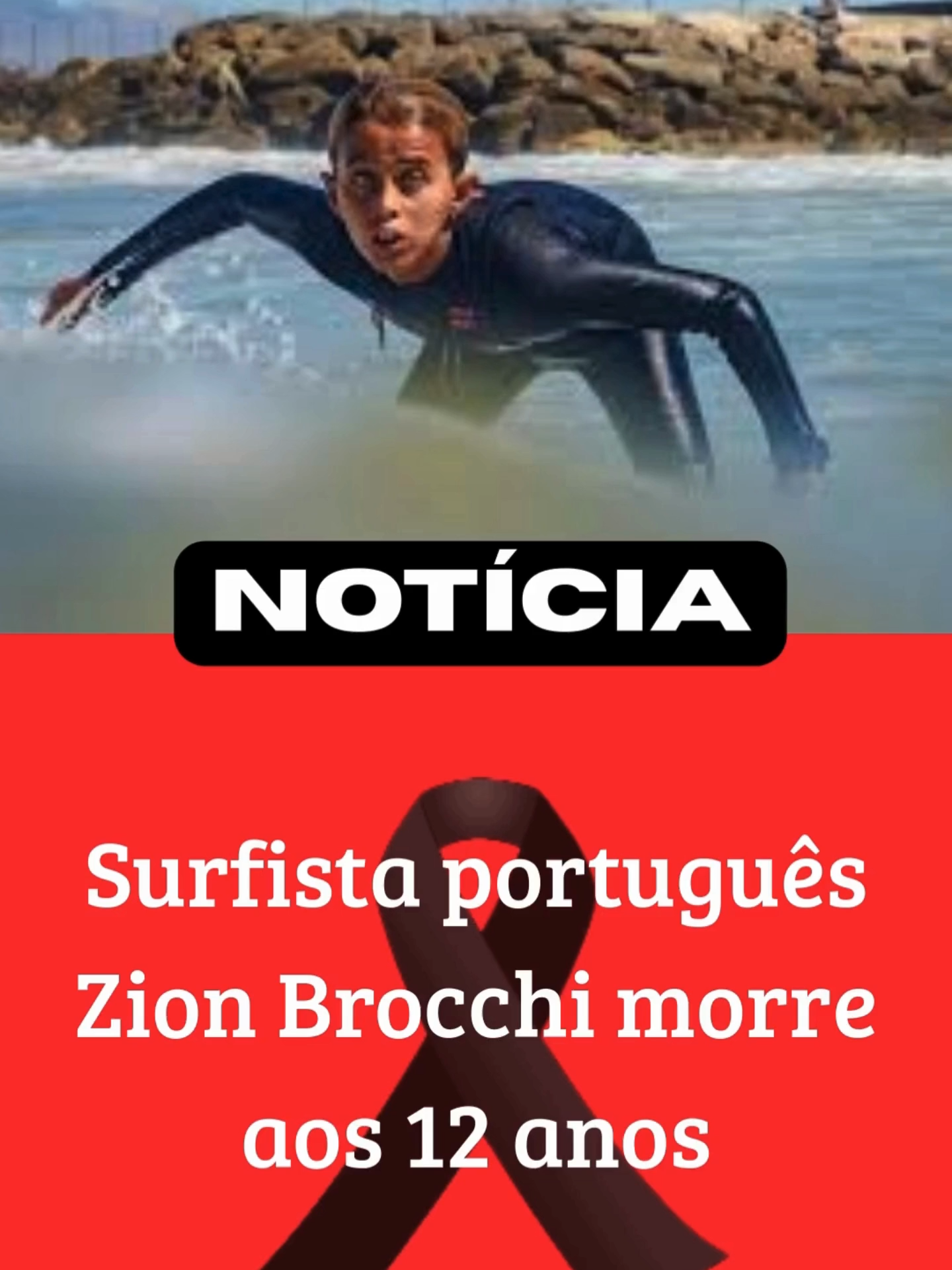 Surfista português Zion Brocchi morre aos 12 anos         #ZionBrocchi #SurfPortugal #LutoNoEsporte #CostaDaCaparica #JovemSurfista