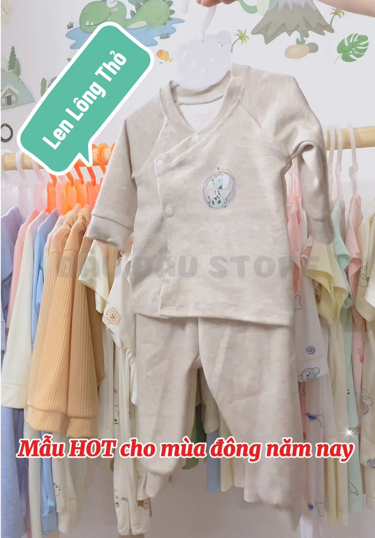 Bộ len lông thỏ sơ sinh thu đông #xuhuongtiktok #bodaitaylenlongtho #nganhhangmevabe #daudaustore #bososinhthudong 