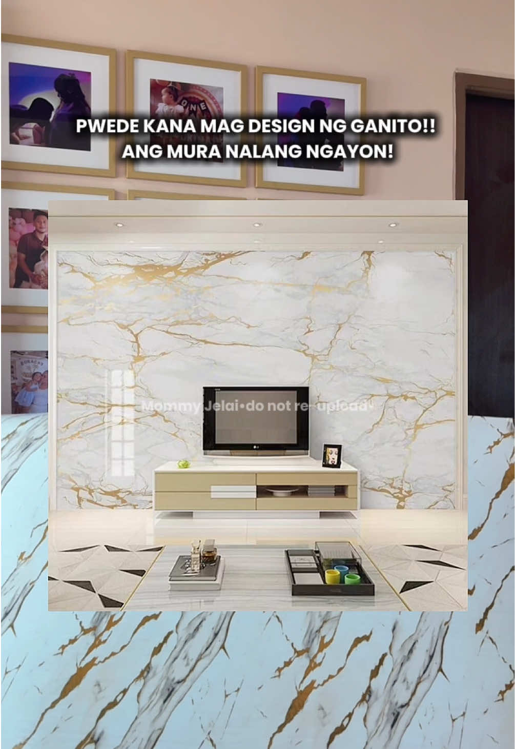 Huy pwede na tayo mag design sa mga tv are natin tapos ganito na ka ganda!! ang mura nalang ngayon!😱😱 #marblesticker #marbledesign #stickerwallpaper #homedecor #decorationideas 