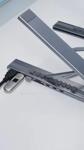 This docking stand totally fixed my laptop's lack-of-ports problem. #dockingstation #stand #laptopstand #notebookstand #desksetup 