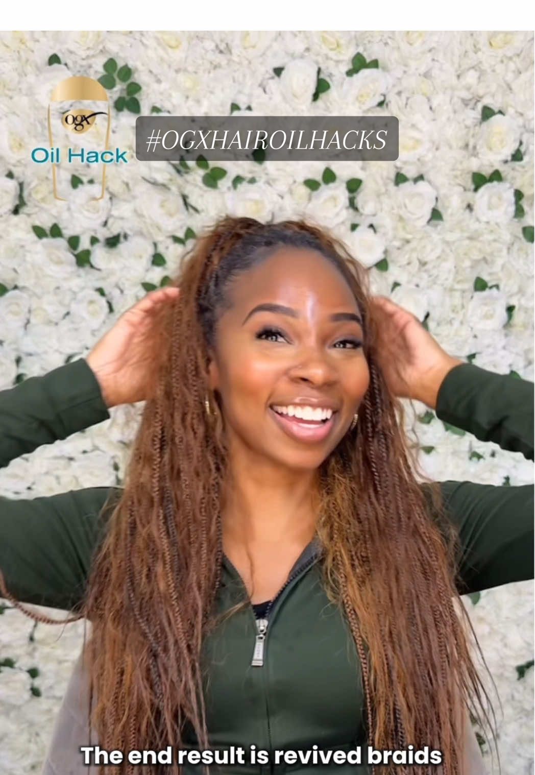 #OGXHAIROILHACKS @OGX Beauty Protective style hack unlocked! OGX oils keeps my braids looking polished without buildup !