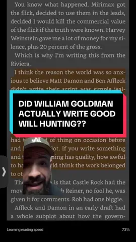 Replying to @user4453018309407 | so did Damon & Affleck write #Goodwillhunting ? William Goldman says so. #cinema #filmtok #movieclips #filmmaking 