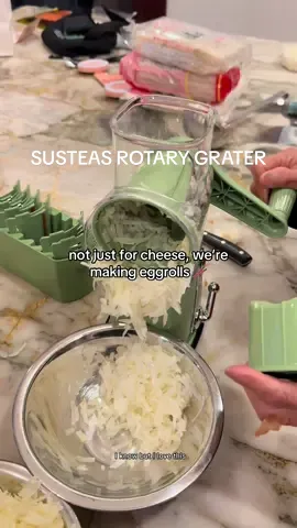 Susteas rotary cheese grater review, showing my mom how to use it for eggrolls instead of cheese. #sustasrotarycheesegrater #kitchengadgets #tiktokshopcreatorpicks #ttslevelup #CookingHacks  