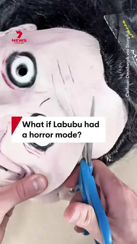 Labubu, the viral doll that took the internet by storm, served as inspiration for a terrifying DIY Halloween mask. Jacob Barr of Cartoon Deadwork combining masks to create a custom Labubu-inspired one. #labubu #halloween #costume #DIY #crafts