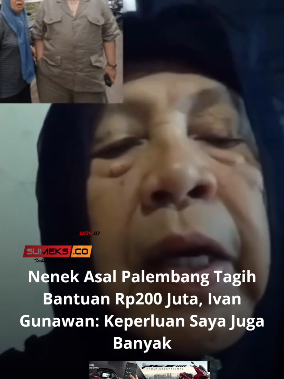 Sebuah video menampilkan seorang ibu asal Palembang menagih janji bantuan kepada Ivan Gunawan viral di media sosial.  Dalam video yang viral di media sosial, ibu asal Palembang tersebut mengatakan, mau meminjam uang Ivan Gunawan Rp200 juta. #nenek #ivangunawan #viralpalembang #tiktokberita #sumeksco 