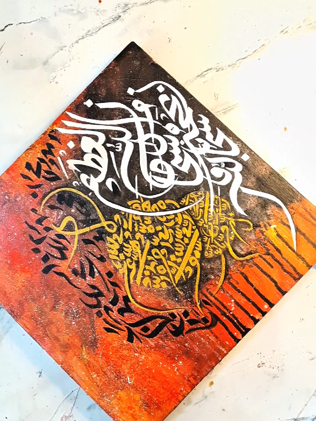 Follow For More ✨ Get mesmerized by the art! Modern Calligraphy Acrylic Painting Process ✨ #islamicart #arabiccalligraphy #acrylicpainting #art #fyp 
